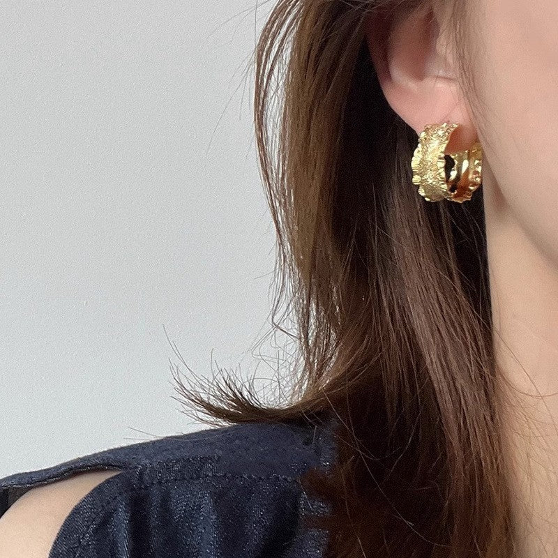 Ladies Elegant Small Heart Gold Stud Earrings No Need Take Off At Night Jewelry Vera Lux