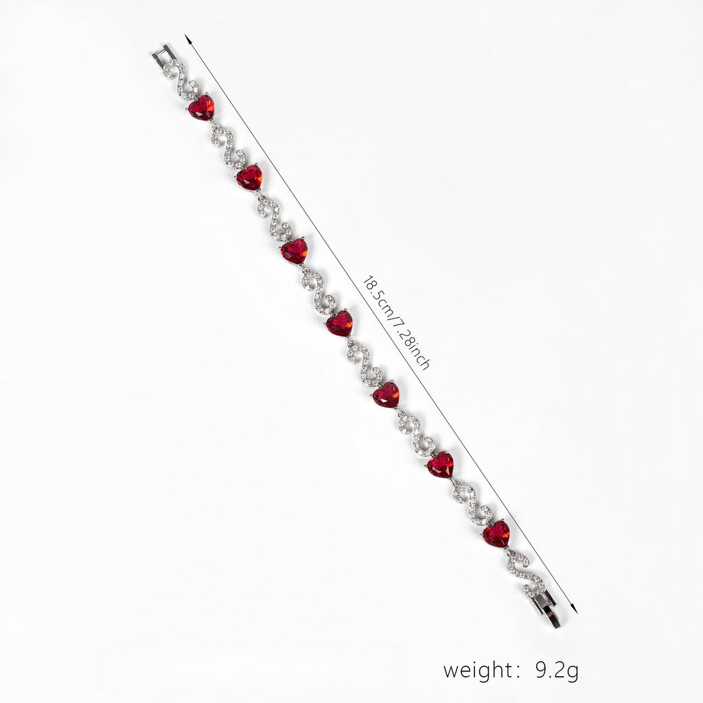 S925 Silver Number-Spliced Heart & Cubic Zirconia Bracelet Vera Lux