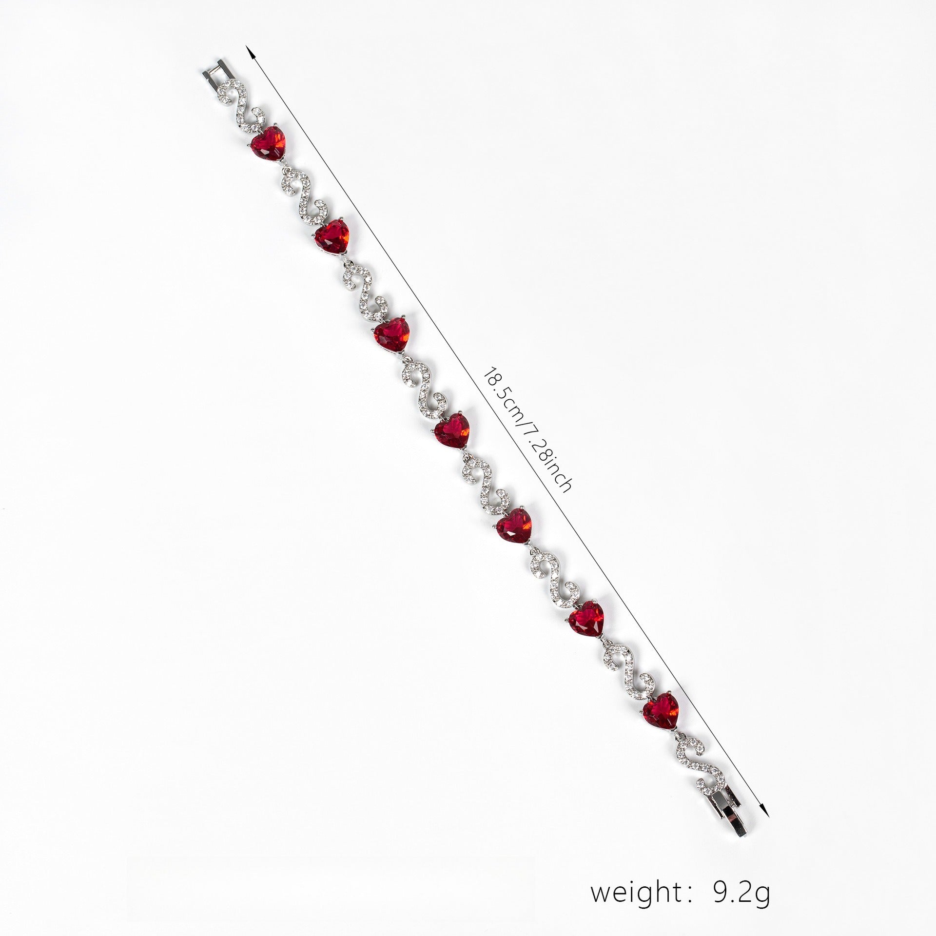 S925 Silver Number-Spliced Heart & Cubic Zirconia Bracelet Vera Lux