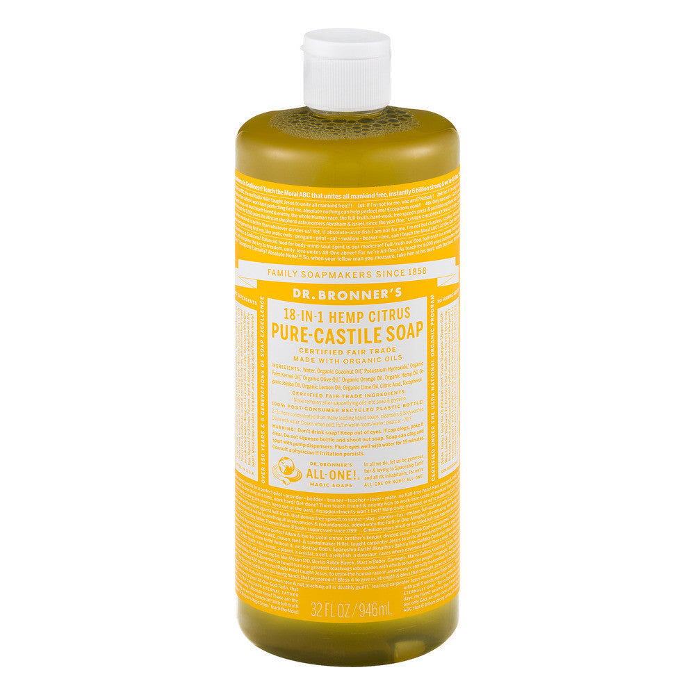 Dr. Bronner's 18-In-1 Hemp Organic Pure Castile Magic Liquid Soap, Citrus Orange, 32 Oz Pasteur Pharmacy