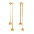 18K gold noble round beads with tassel design light luxury style earrings Vera Lux