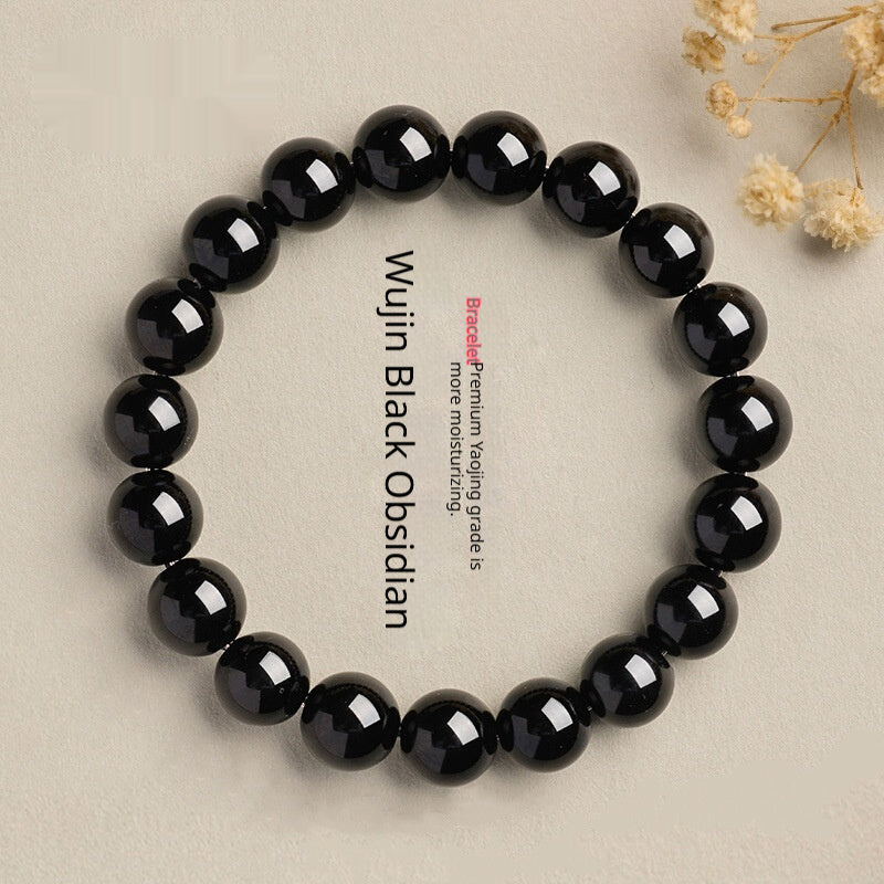 Natural Black Gold Obsidian Plain-Loop Bracelet Vera Lux