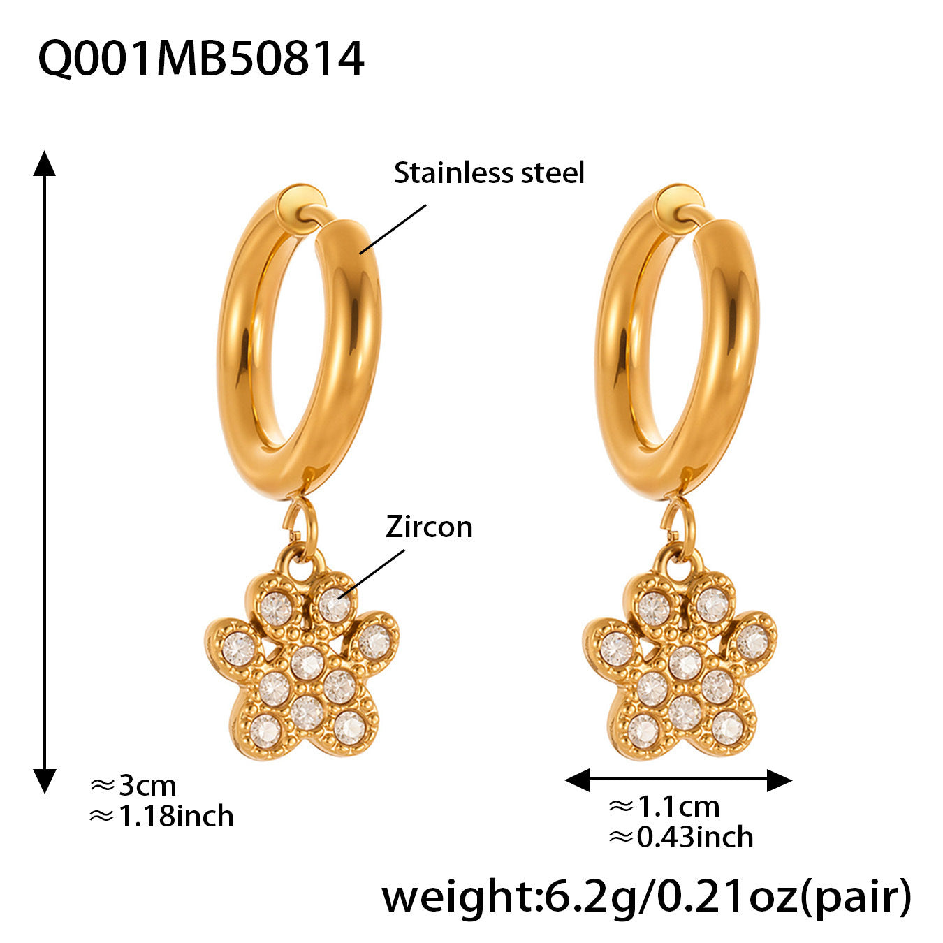 Exquisite And Dainty Bear-claw Pendant Earrings Vera Lux