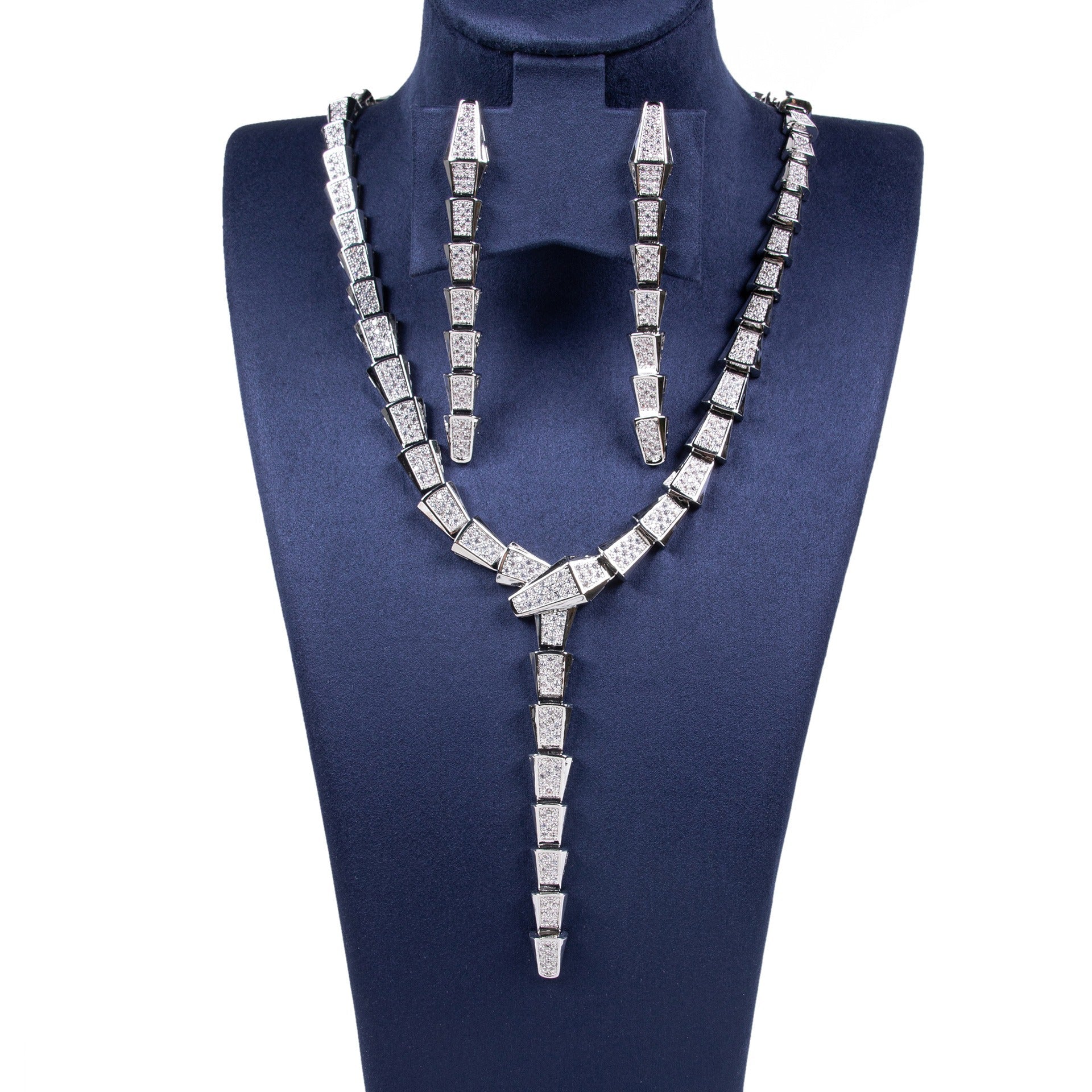 18K Gold Snake-Style Necklace and Earring Set Vera Lux