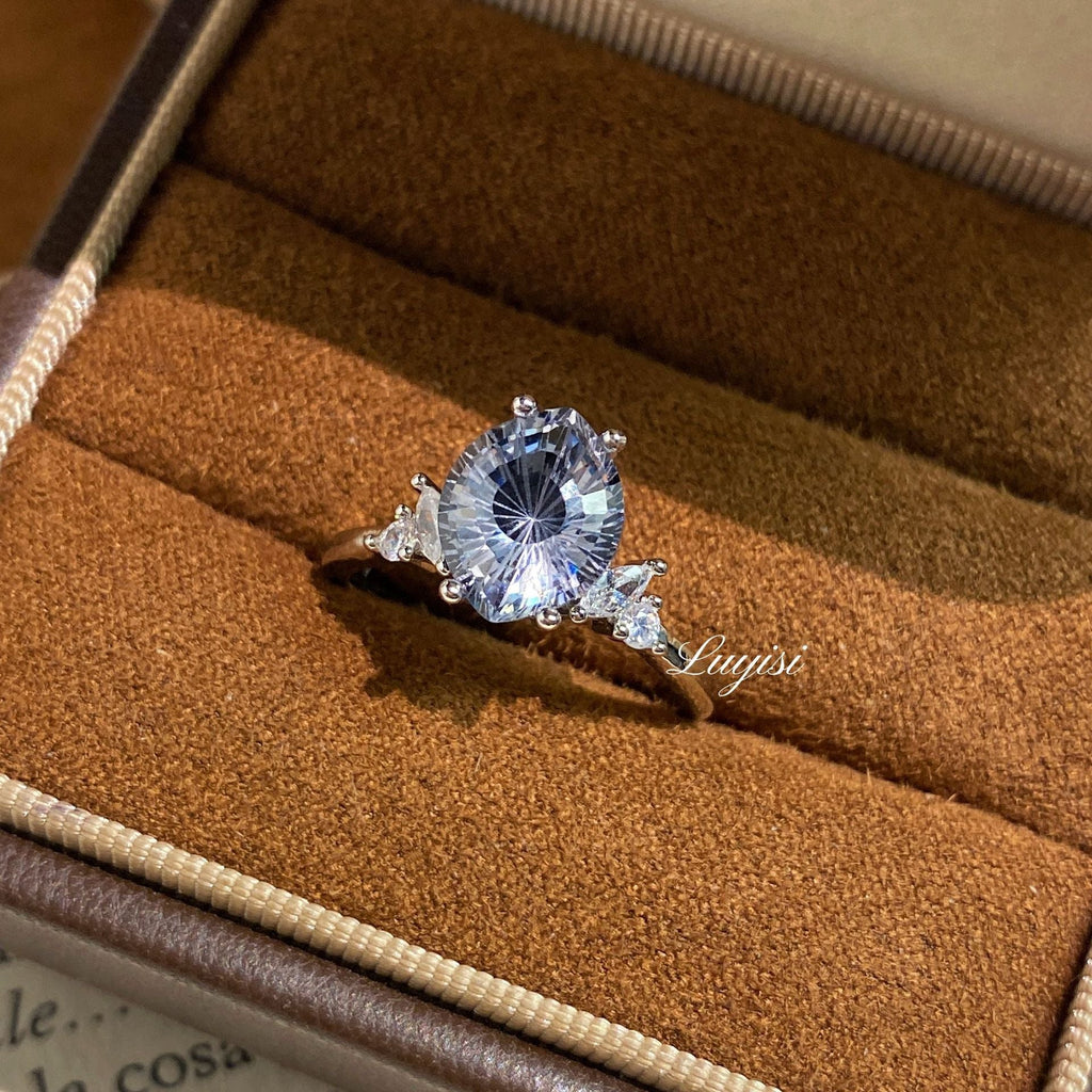 Firework Cut Simulated Moissanite Ring For Women, Light Luxury Niche Design Simulated Diamond Engagement Ring Vera Lux