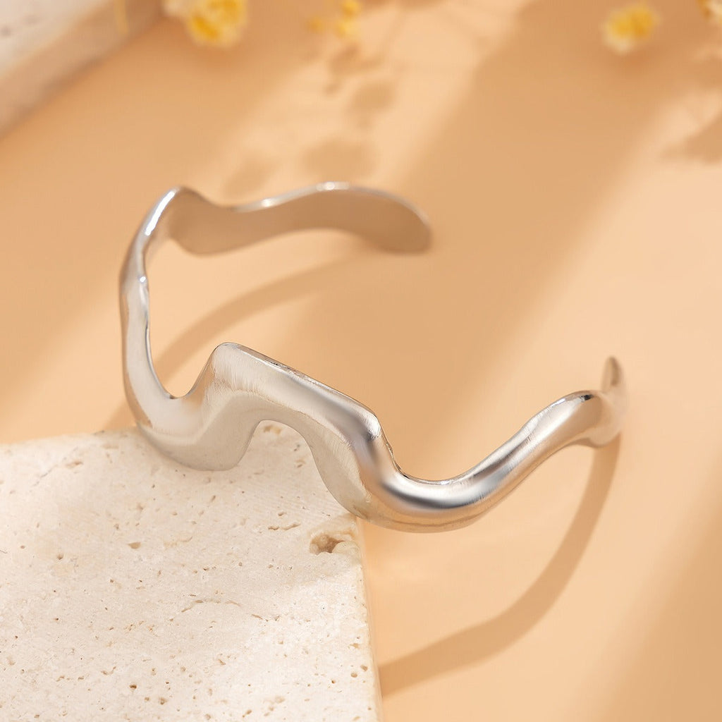 Personalized irregular geometric liquid lava metal anklet Vera Lux