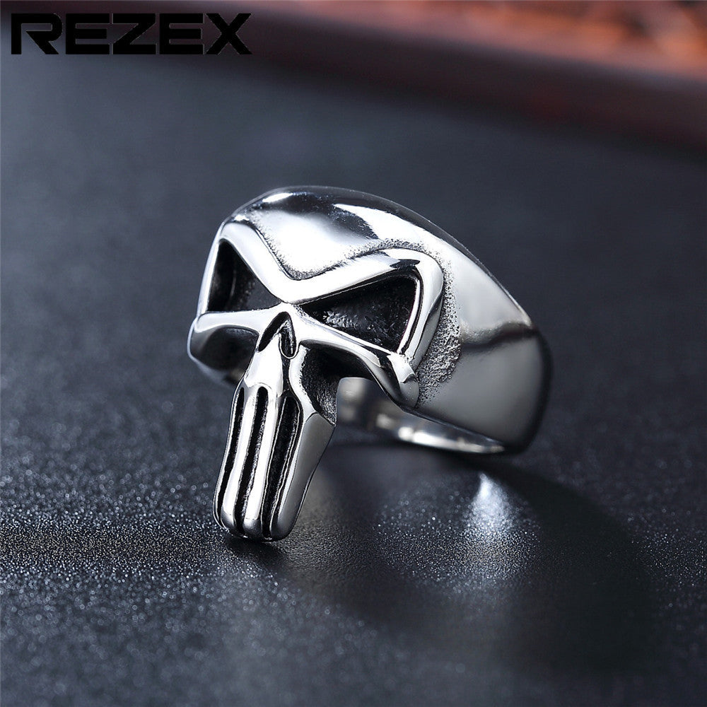 Retro Biohazard Skull Mens Titanium Steel Ring Vera Lux