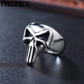 Retro Biohazard Skull Mens Titanium Steel Ring Vera Lux