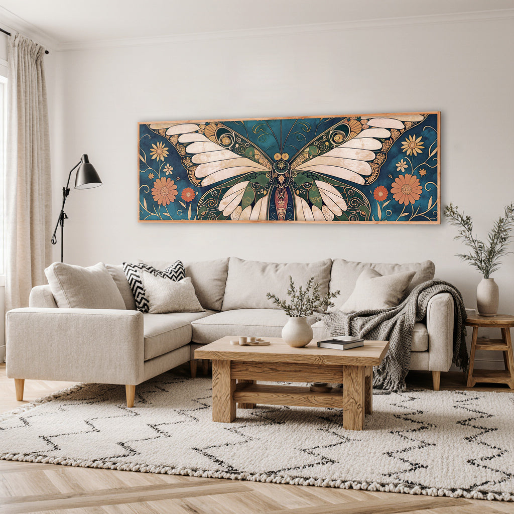 Abstract Vintage Butterfly Wall Art Tailored Canvases