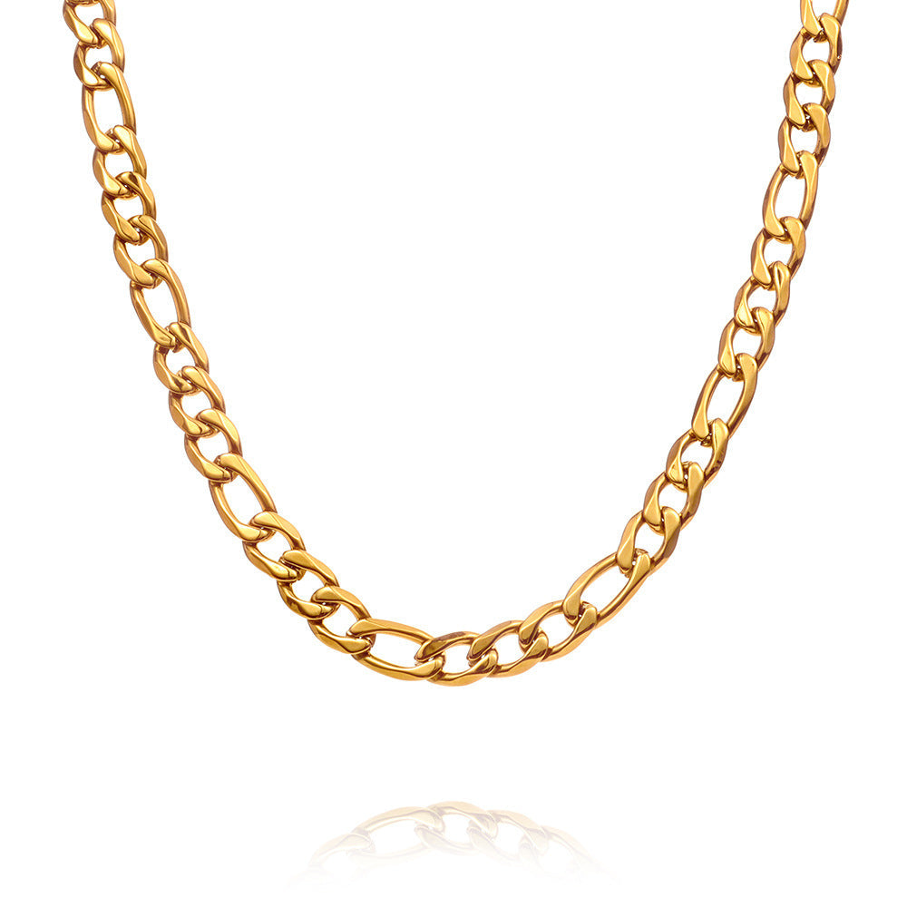 Day-shaped Clasp Stainless Steel Figaro Necklace Vera Lux