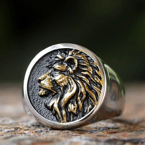 Stainless Steel Bold Retro Personalized Lion Head Titanium Steel Ring Vera Lux