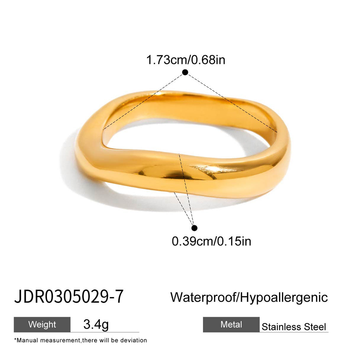 18K Gold Stainless Steel Geometric Zircon Ring Vera Lux