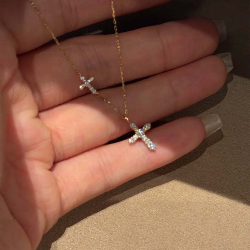 Vintage Full-Diamond Gemini Cross Necklace For Women Vera Lux