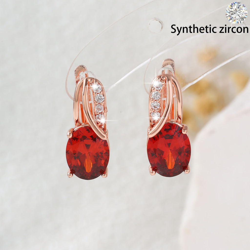 High-End Oval Colored Zircon Earrings Vera Lux