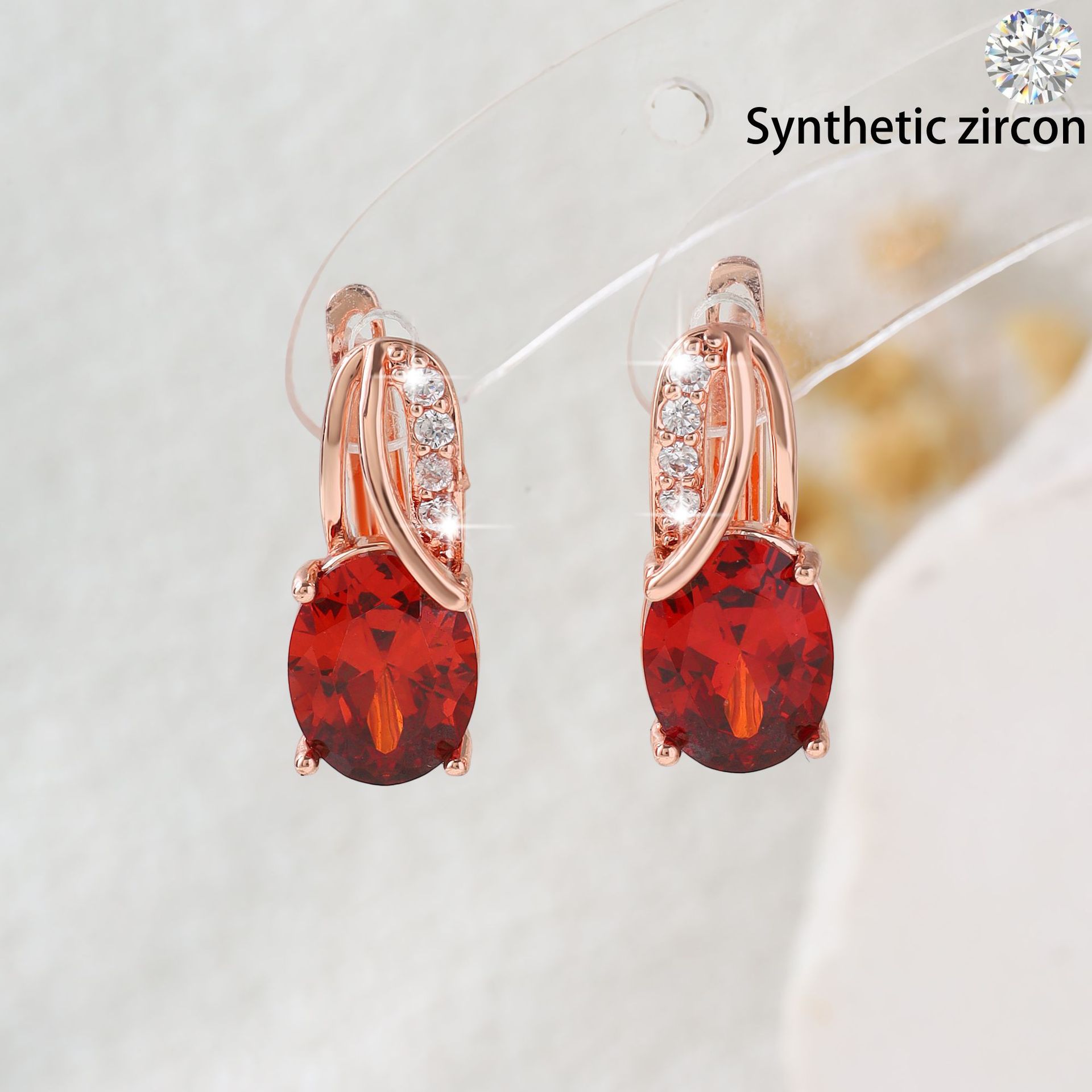High-End Oval Colored Zircon Earrings Vera Lux