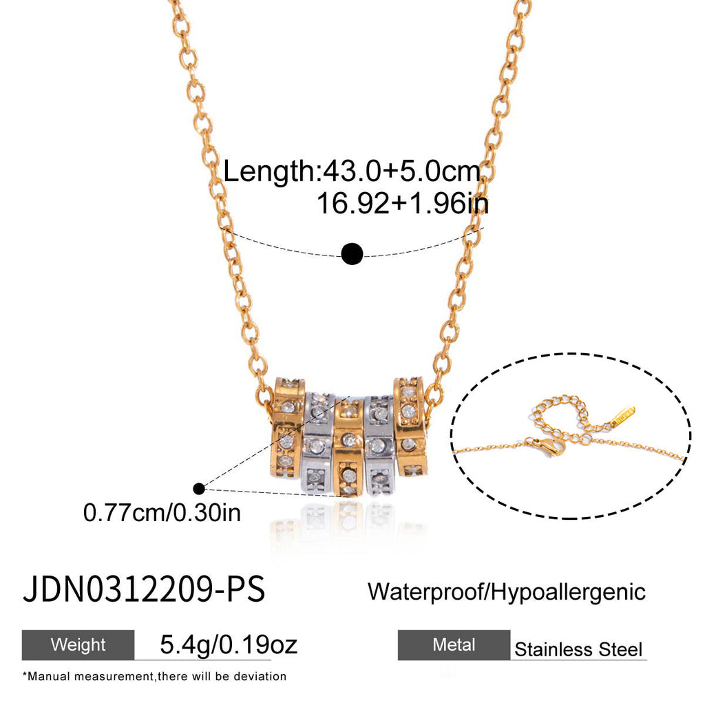 Stainless Steel Zircon Spinner Necklace Collection Vera Lux