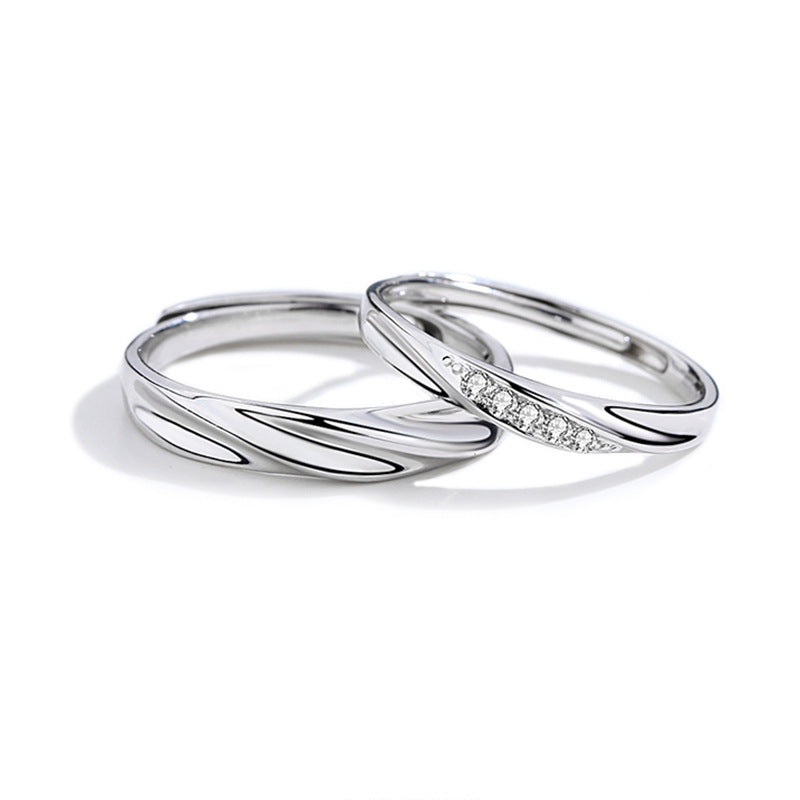999 Pure Silver Love Together Couple Rings, His & Hers Pair, Niche Light Luxury, Premium INS Style Fashion Finger Rings Vera Lux
