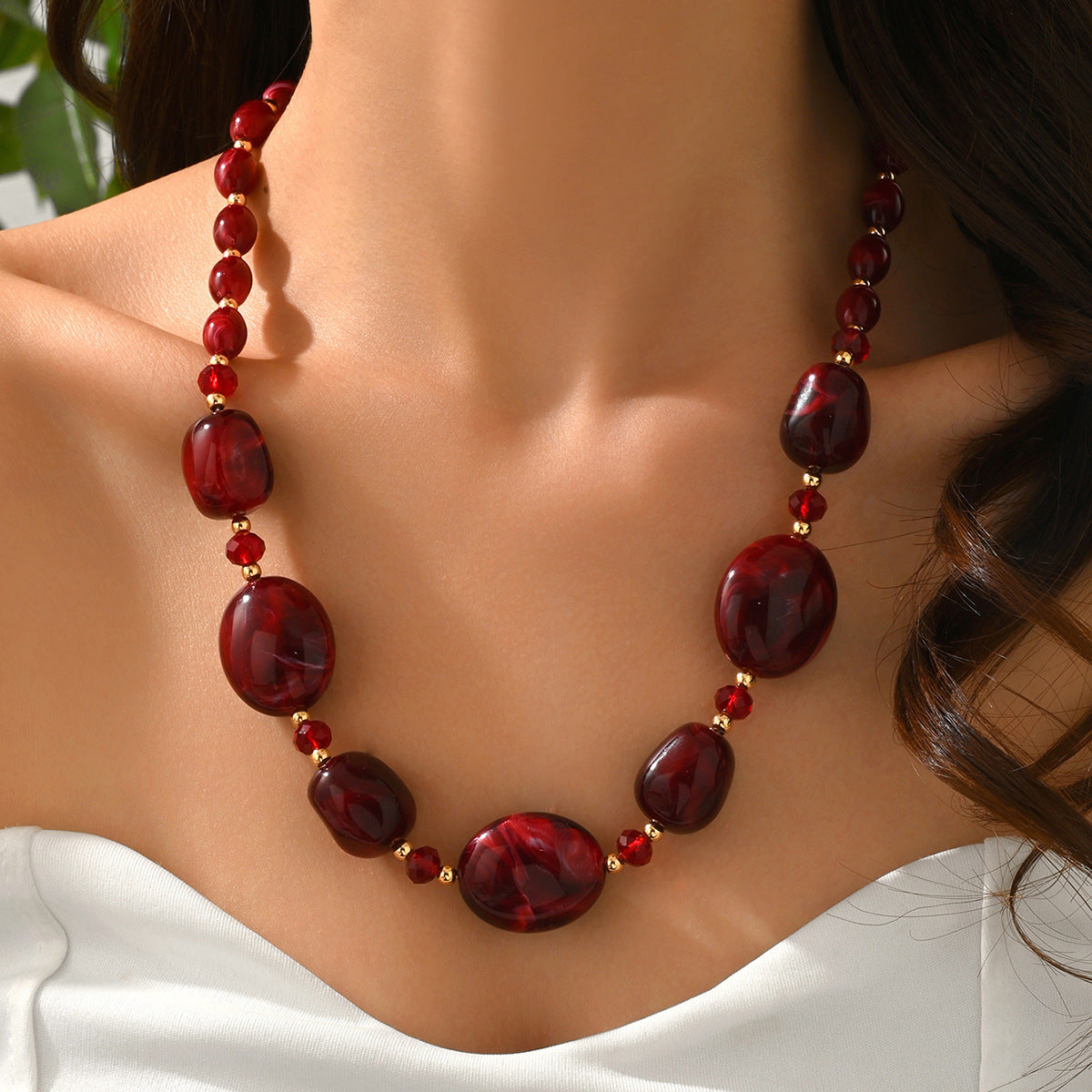 Colorful Resin Bead Necklace and Bracelet Set Collection Vera Lux