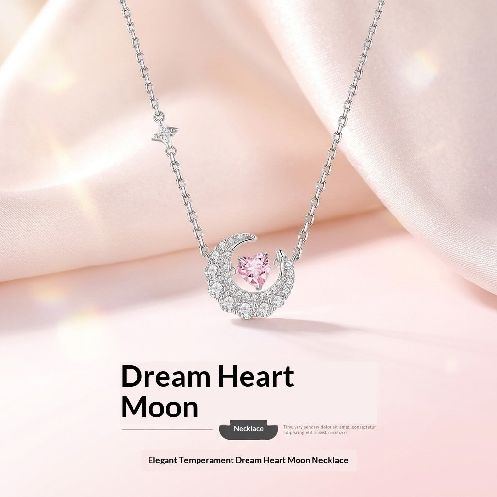 Phantom Dream Heart Moon Necklace Womens Clavicle Chain Vera Lux