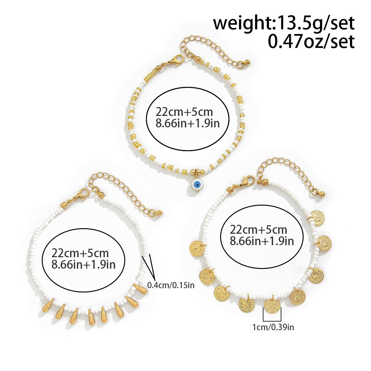 Ethnic Ocean Style Rice Bead Beach Round Water Drop Tassel Anklet Vera Lux
