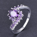 Fashionable Oval Purple Diamond-Encrusted Zircon Ring Vera Lux