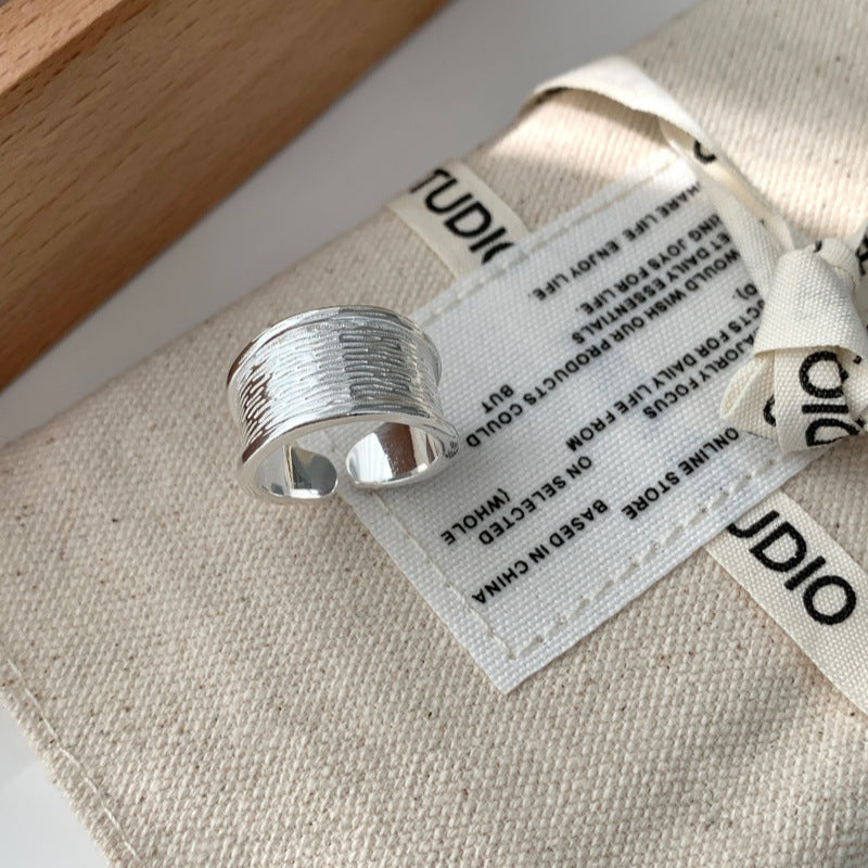 New Korean Style Wave Pattern Wide Band Ring For Women, Minimalist Irregular Cool Style, Versatile Finger Ring, Gift Ready Vera Lux
