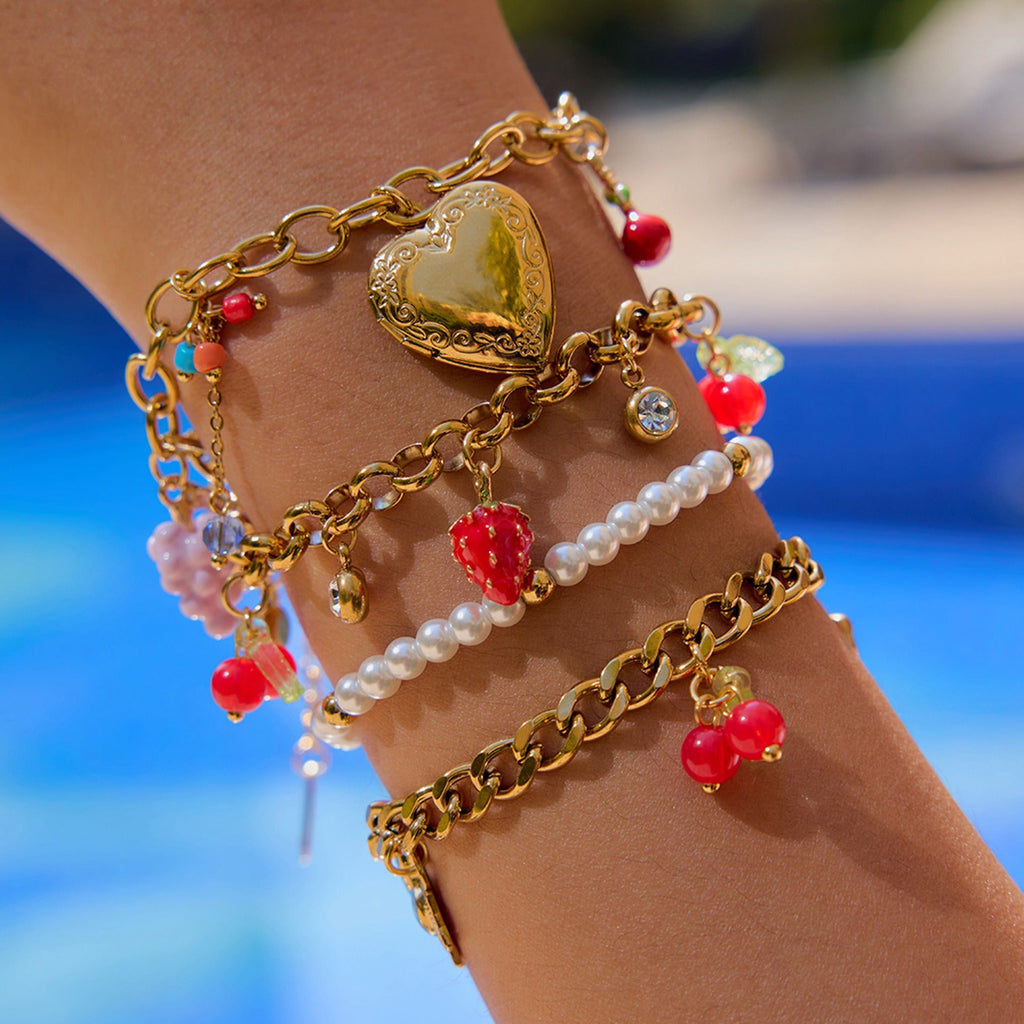 18k gold light luxury stacking pearl bracelet Vera Lux