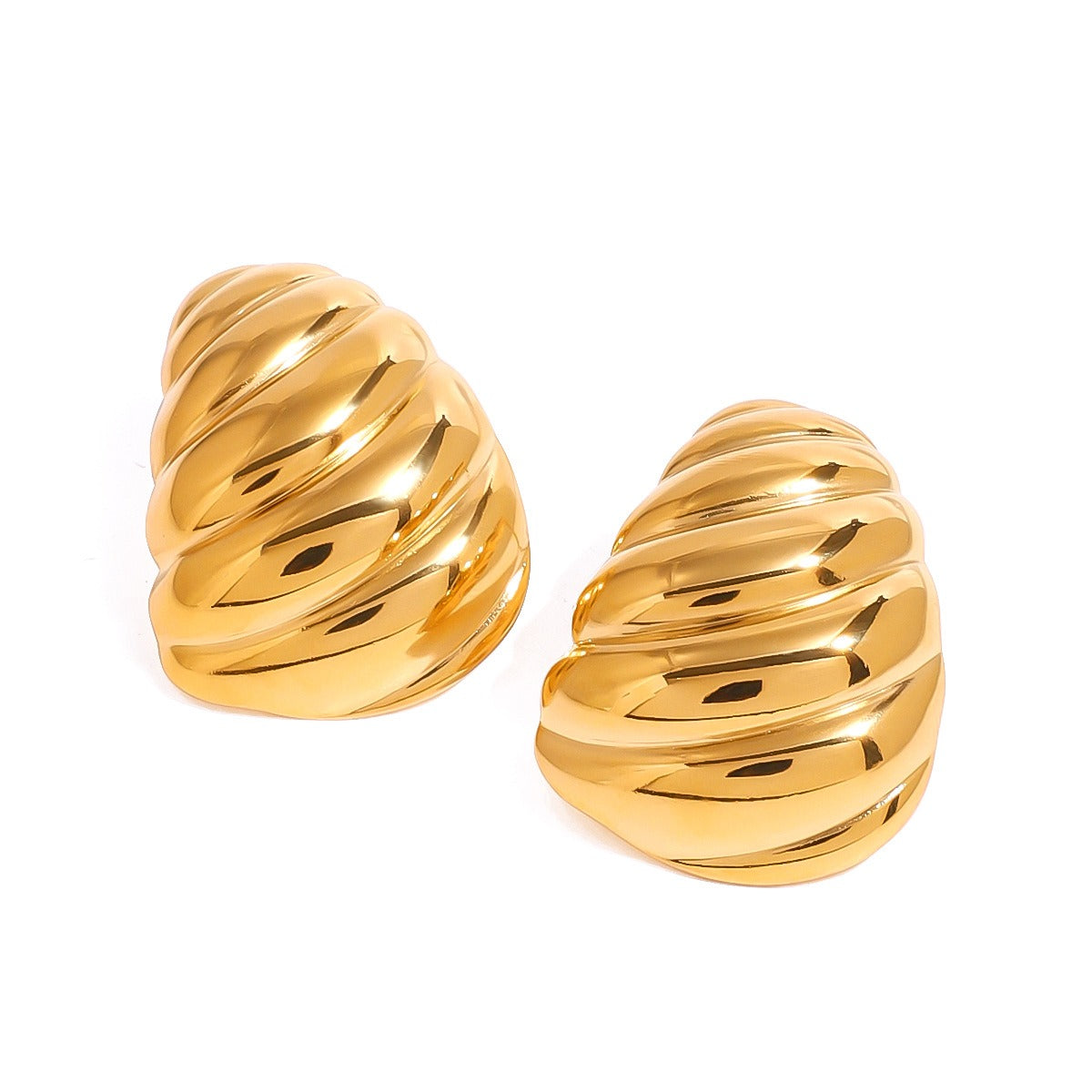 18k gold geometric shape with twill design fashionable and personalized earrings Vera Lux