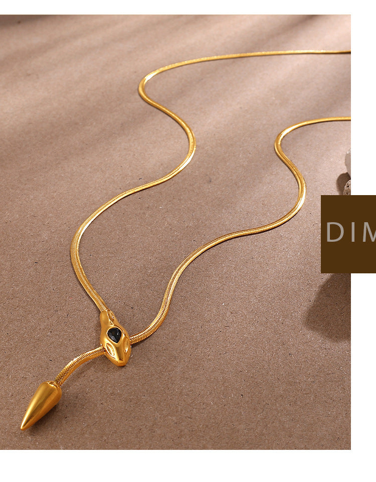 Personalized Design Snake-shaped Necklace Made Of Stainless Steel. A Unique And Exclusive Piece With A Sophisticated And High-end Look. Long Necklace. Vera Lux