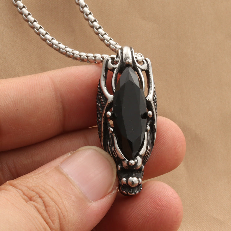 Retro Fashionable Men's Gemstone Dragon Stainless Steel Pendant Vera Lux