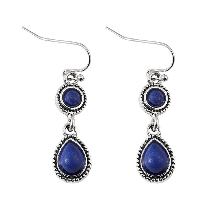Retro Ethnic-Style Floral Waterdrop-Shaped Alloy Earrings Vera Lux