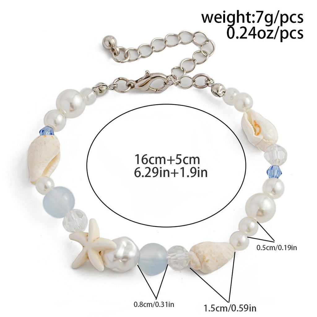 Ocean-style shell and starfish crystal beaded bracelet Vera Lux