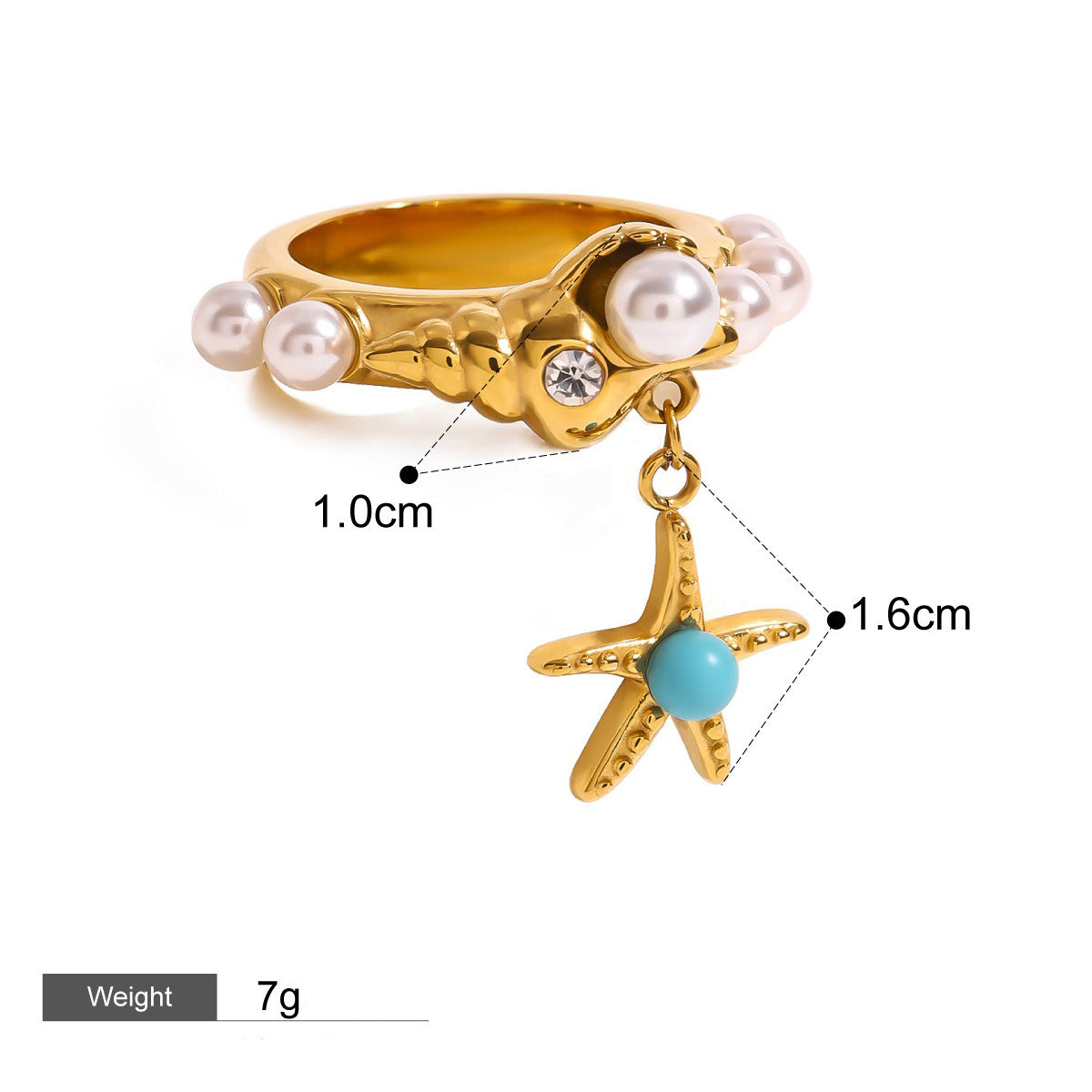 18K gold heart pendant unique design personality ring Vera Lux