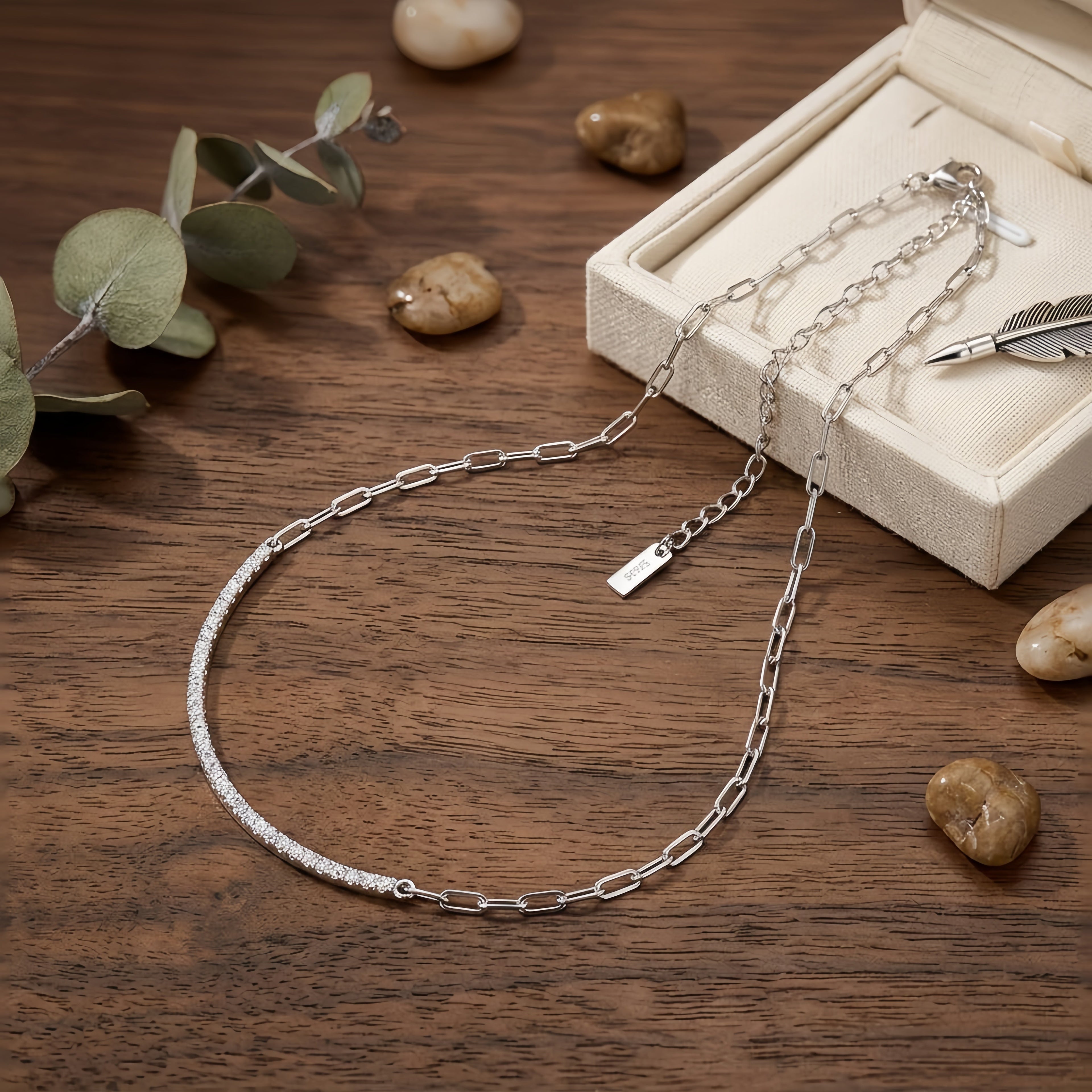 925 Sterling Silver Elegant Minimalist  Chain Necklace with Delicate Pendant Charm Vera Lux