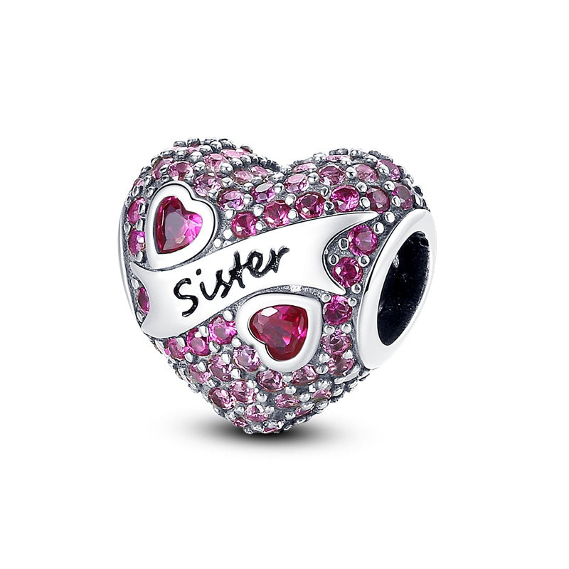 Sisterhood Friendship PendantSilverplated Beaded Heart Bestie Gift Vera Lux