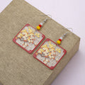 Designer Geometric Square Womens Branch And Flower Transparent Acrylic Earrings Vera Lux