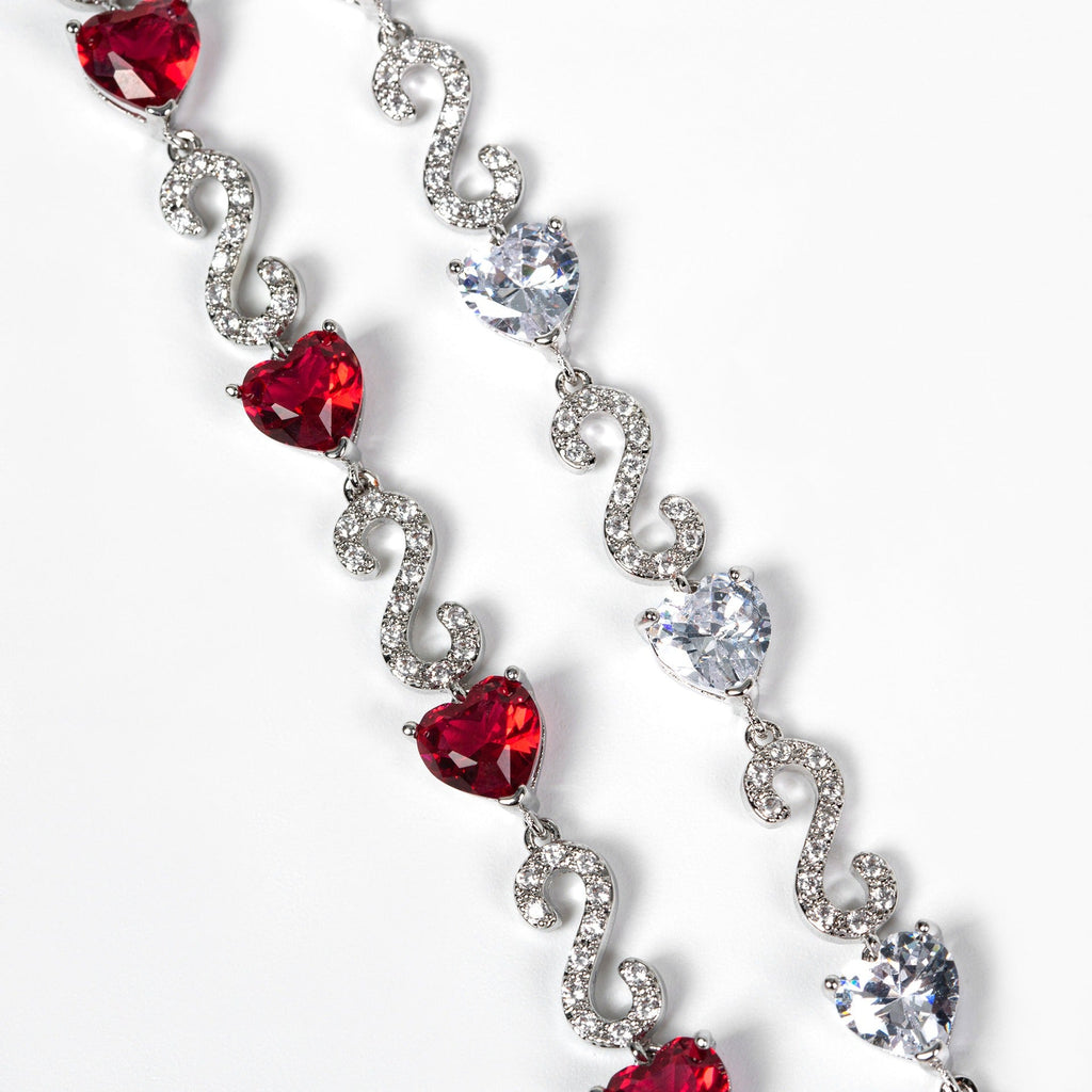 S925 Silver Number-Spliced Heart & Cubic Zirconia Bracelet Vera Lux