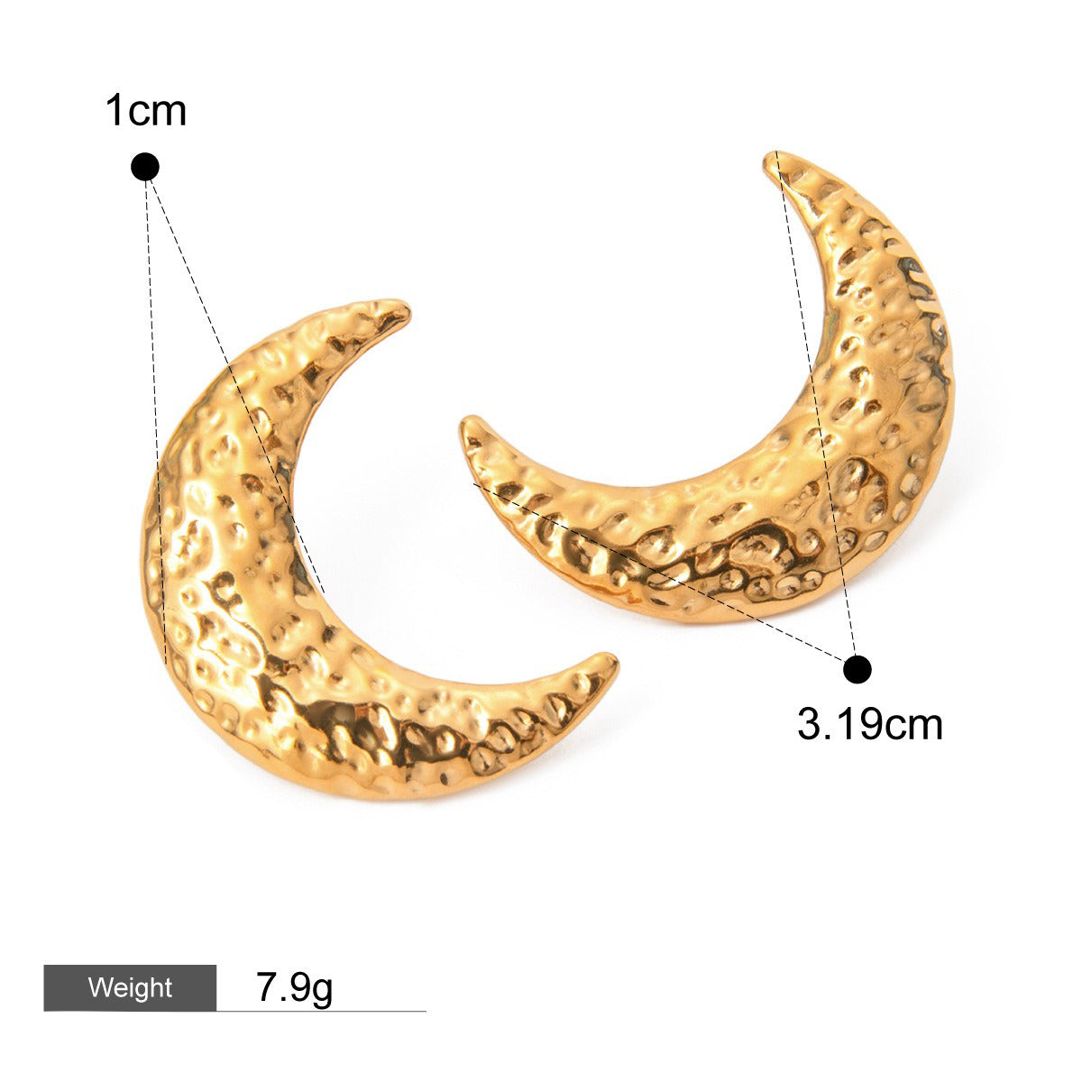18K gold geometric oval/crescent-shaped earrings with simple and elegant design Vera Lux