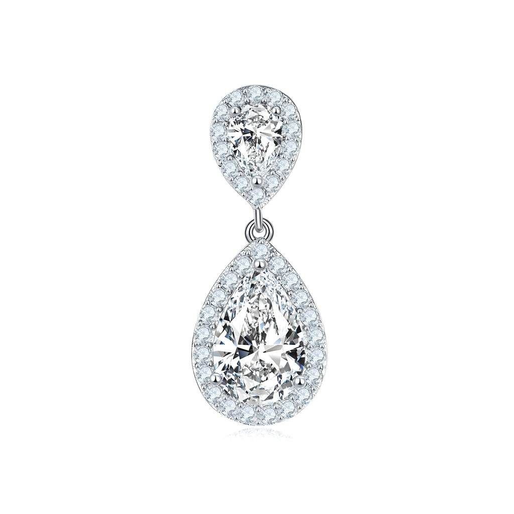 S925 Sterling Silver Platinum Plated Pear Cut Moissanite Dangle Earrings  6x9mm Teardrop Halo Drop Earrings With GRA Certificate Jewelry Gift Box Set Vera Lux
