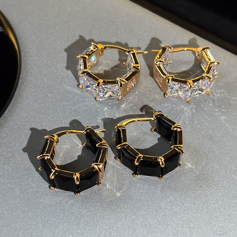 Exquisite Gold-detailed Diamond-studded Zircon Earrings For Women Vera Lux