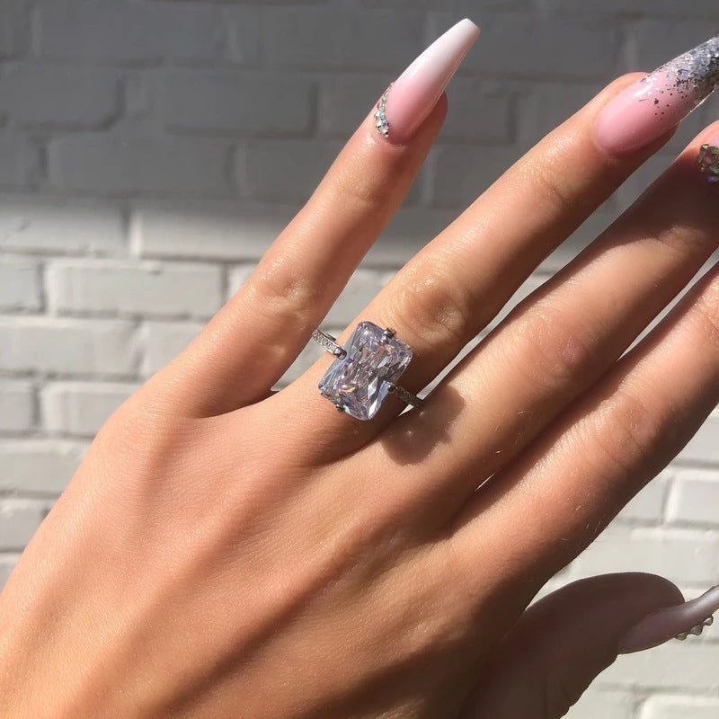 Luxury Princess Cut Diamond Ring For Proposal & Engagement, 18K White Gold Plated Vera Lux