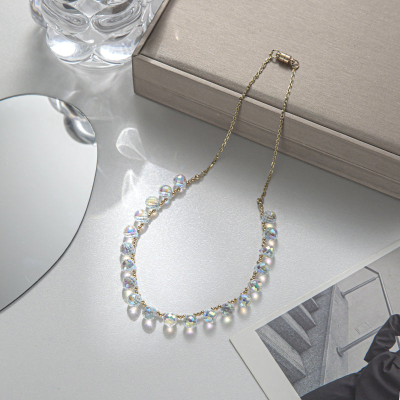 Minimalist Crystal Choker Real Gold Plated Luxurious And Elegant Magnetic Clasp Necklace Vera Lux