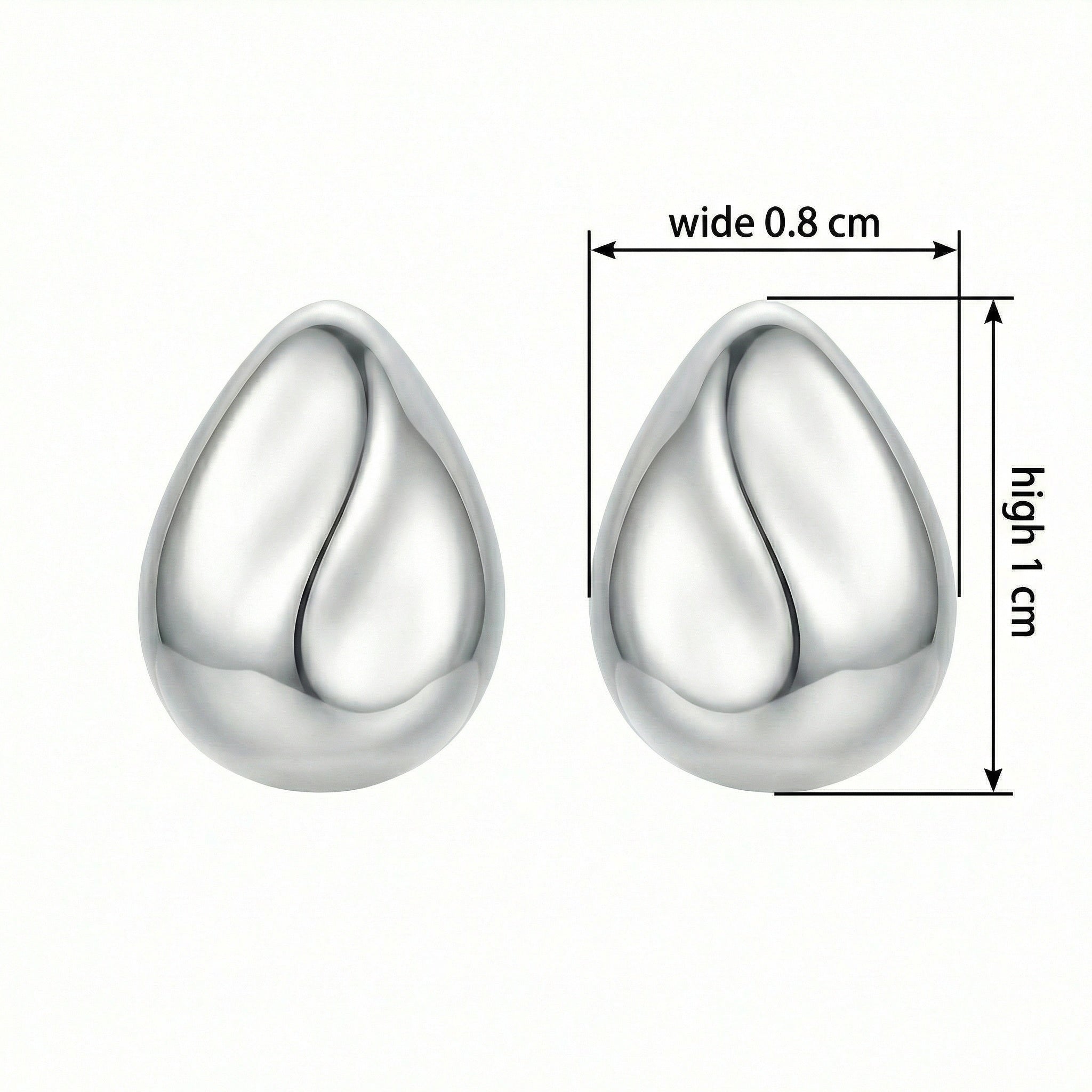 925 Sterling Silver Minimalist Polished Silver Teardrop Stud Earrings with Sculptural Wave Detail Vera Lux