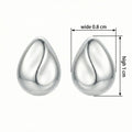 925 Sterling Silver Minimalist Polished Silver Teardrop Stud Earrings with Sculptural Wave Detail Vera Lux