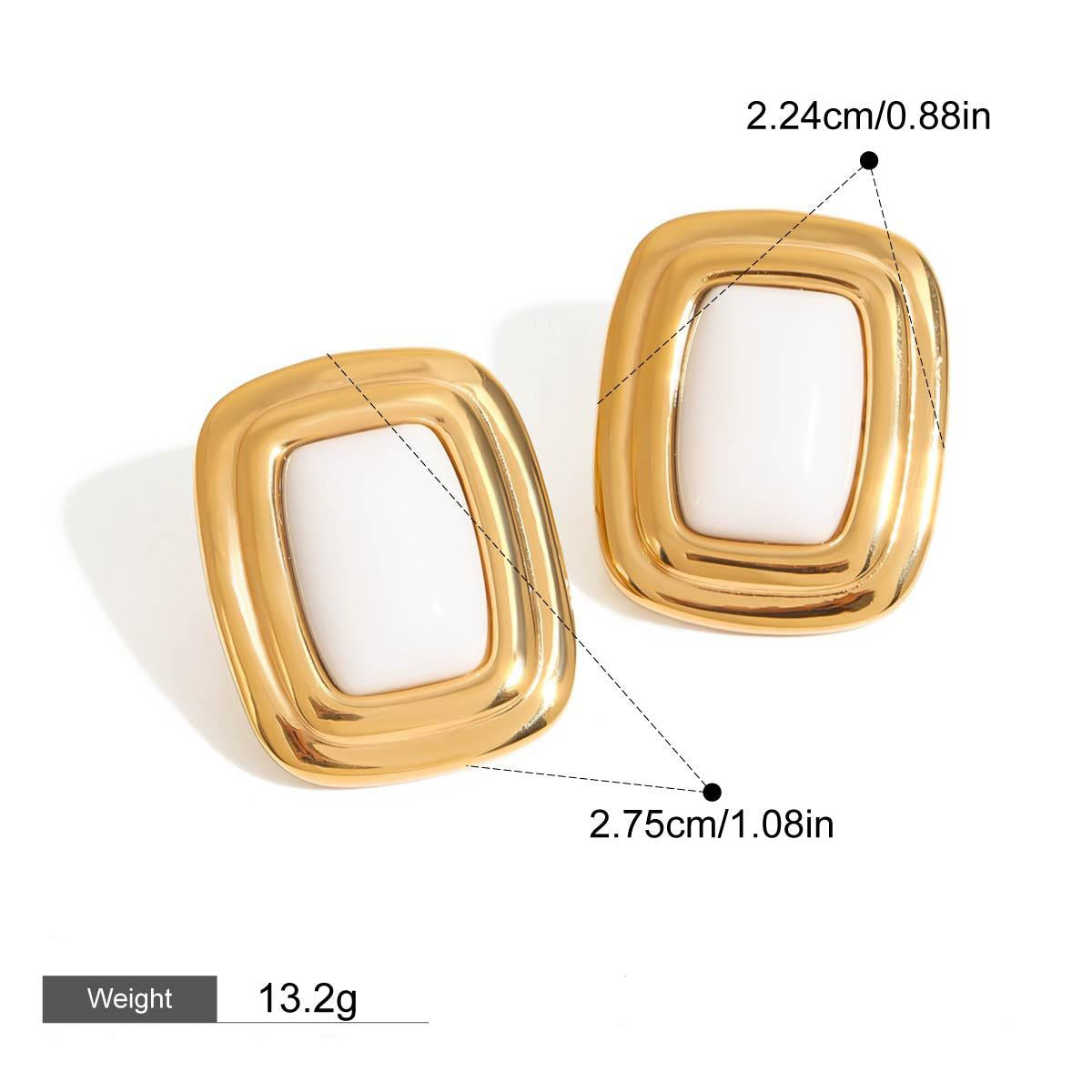 18K gold geometric square with texture design classic retro earrings Vera Lux