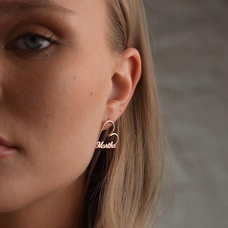 Heart Name Stud Earrings Vera Lux