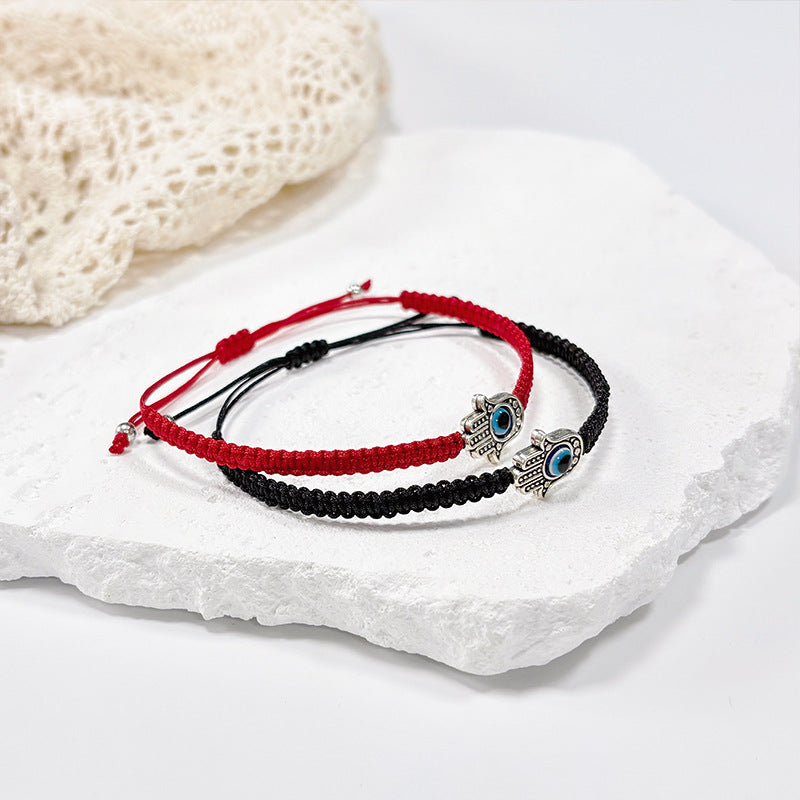 Hand-knitted Rope Lucky Red String Bead Bracelet Vera Lux