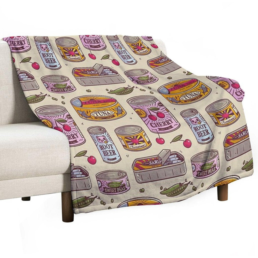 Vintage Canned Goods Pattern Throw Blanket BionZax