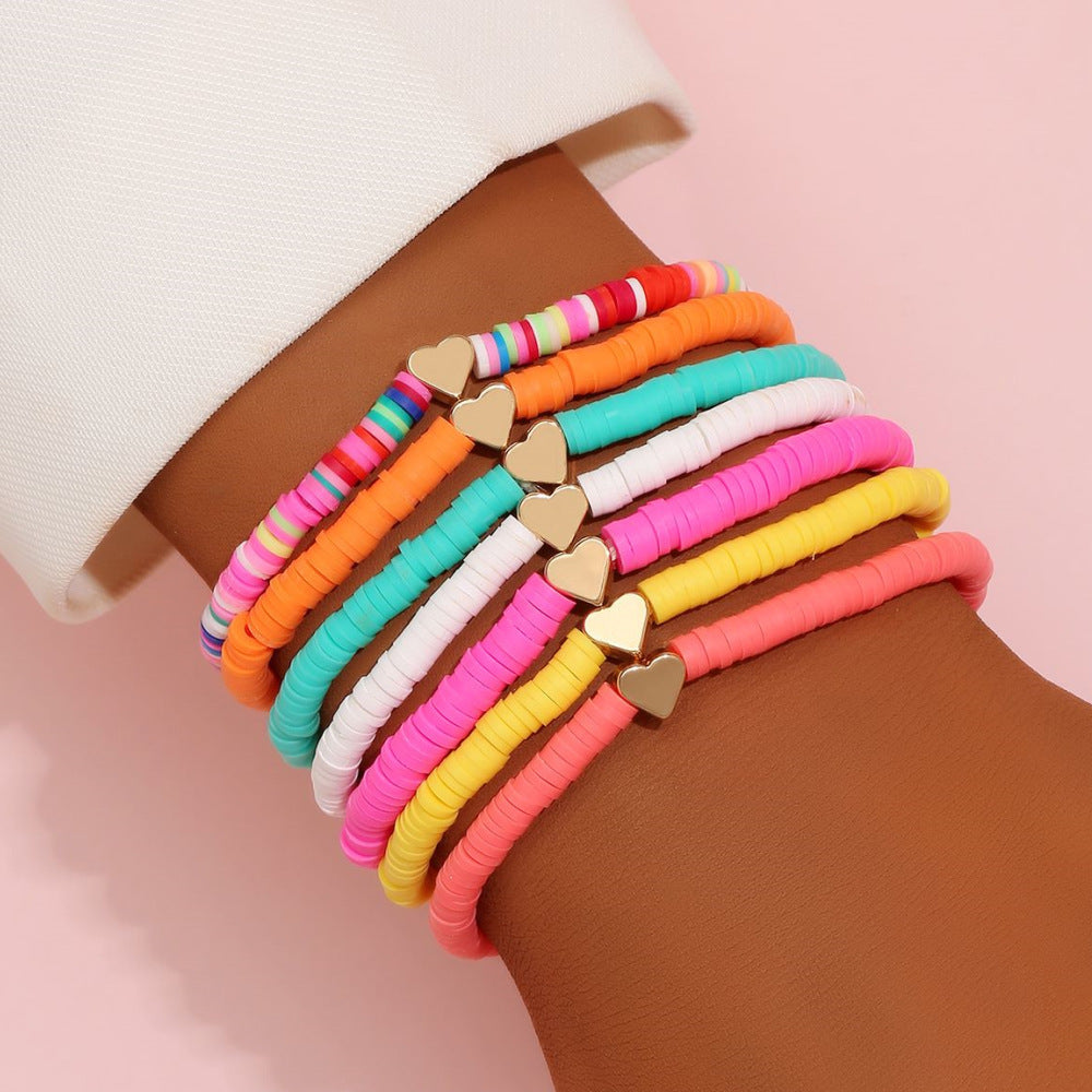 Stylish CCB Womens Heart-Shaped Colorful Beaded Bracelet Vera Lux