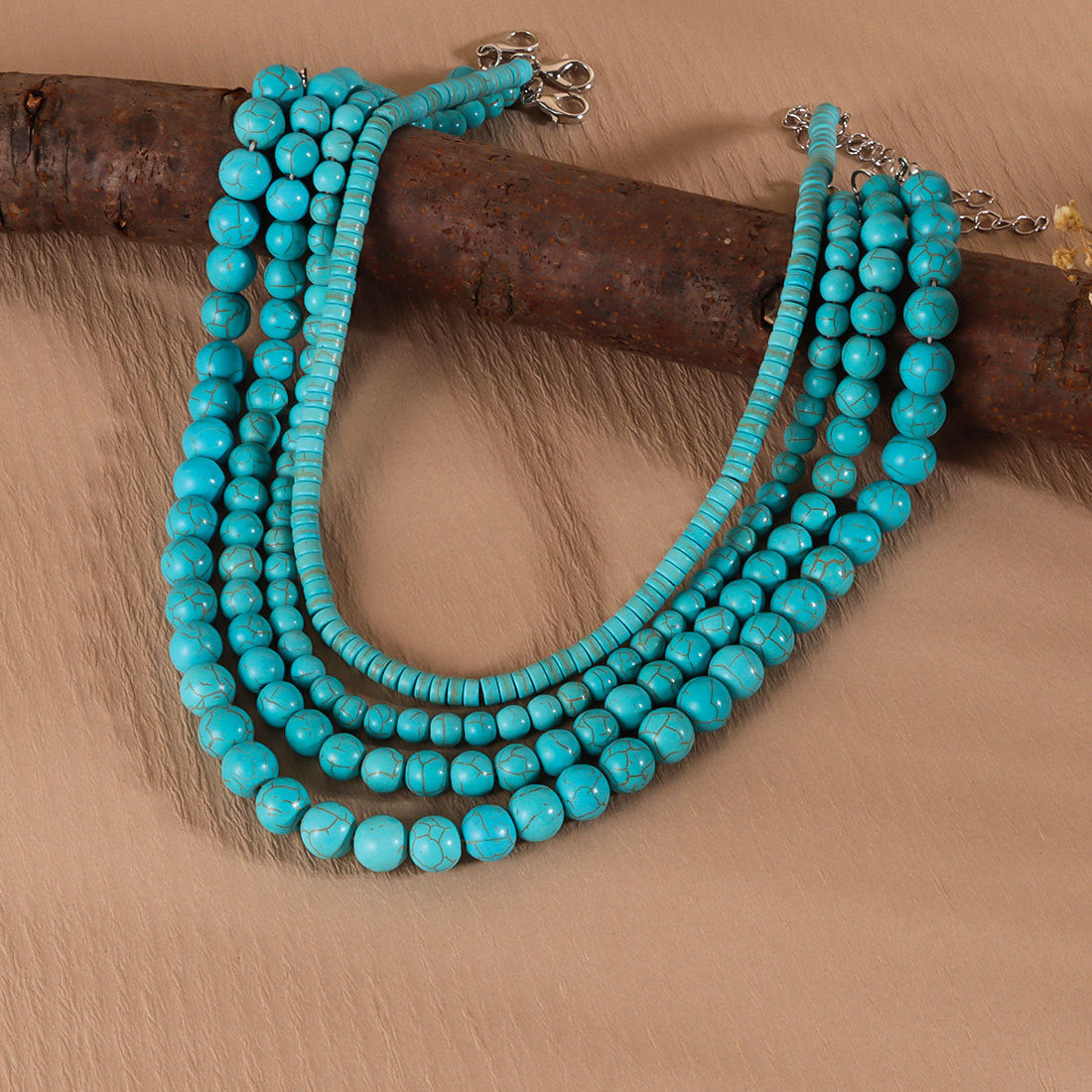 Simple Retro Turquoise Round Bead Necklace Vera Lux